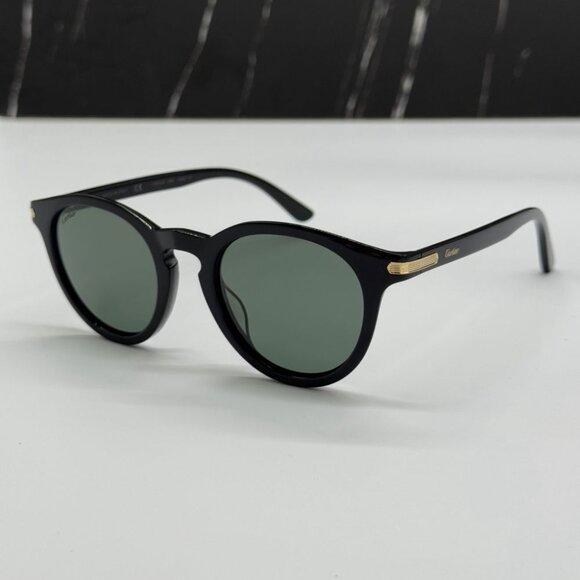 NEW CARTIER SUNGLASSES, ROUND BLACK GREEN EYEWEAR CARTIER CT0010S 004 - Picture 6 of 12